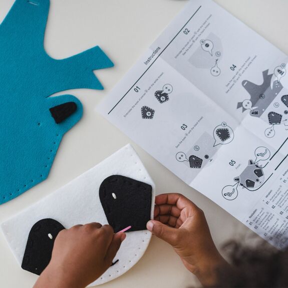 Kit da cucito per bambini per realizzare borsa a forma di procione